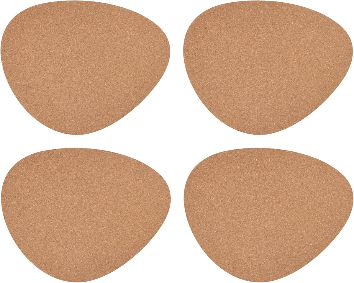 Pebble-Shaped Cork Placemats, Set Of 4, Natural, 38 X 30Cm
