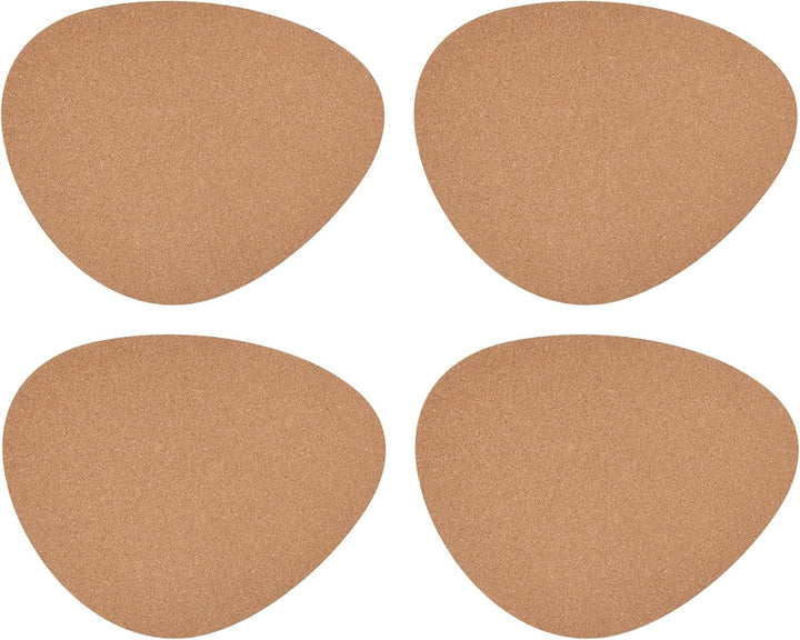 Pebble-Shaped Cork Placemats, Set Of 4, Natural, 38 X 30Cm