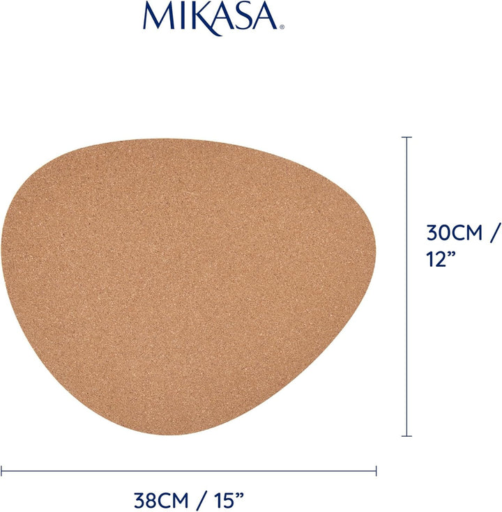Pebble-Shaped Cork Placemats, Set Of 4, Natural, 38 X 30Cm