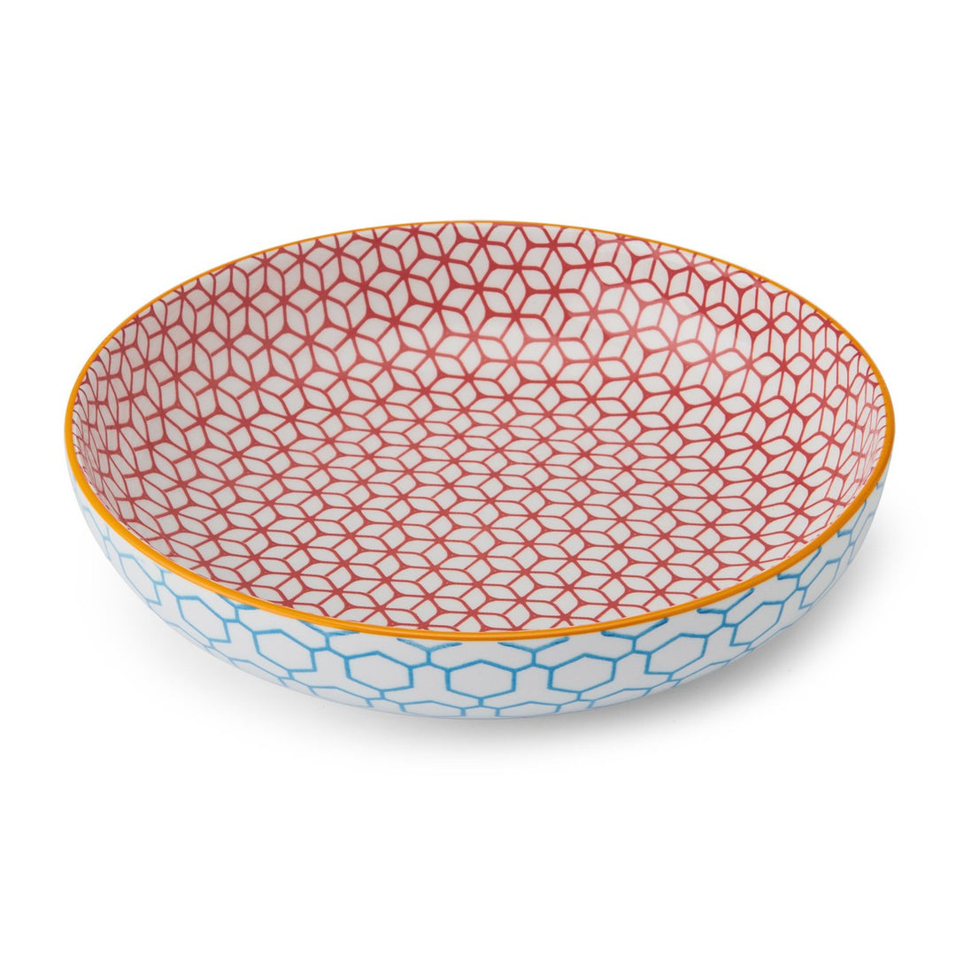 Mikasa Blue Geometric Stoneware Bowl, 900Ml, 21 X 5Cm