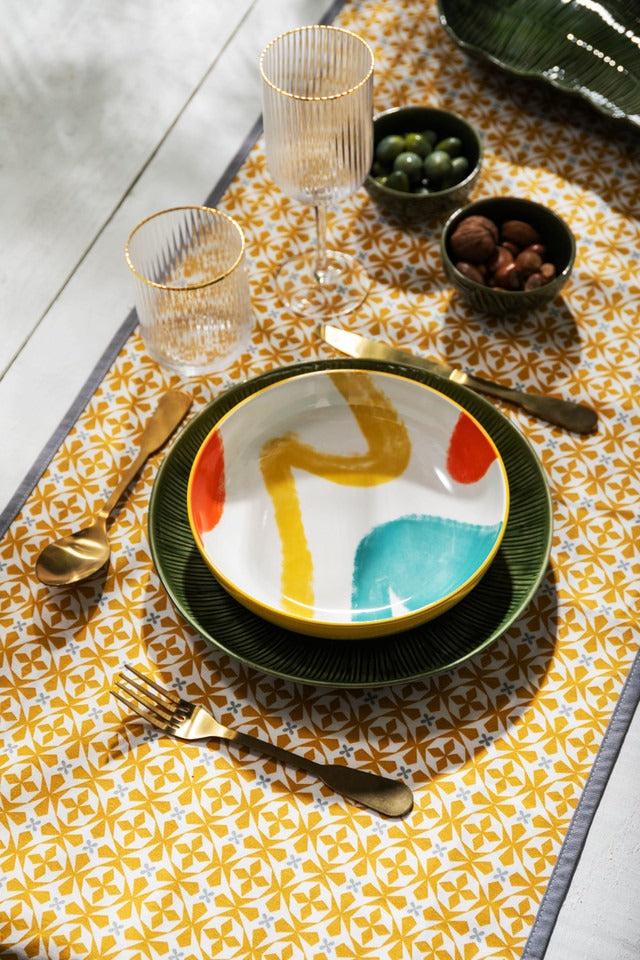Mikasa Yellow Abstract Stoneware Bowl, 900Ml, 21 X 5Cm