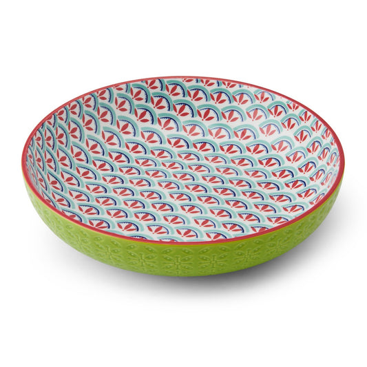 Mikasa Green And Blue Geometric Stoneware Bowl, 900Ml, 21 X 5Cm
