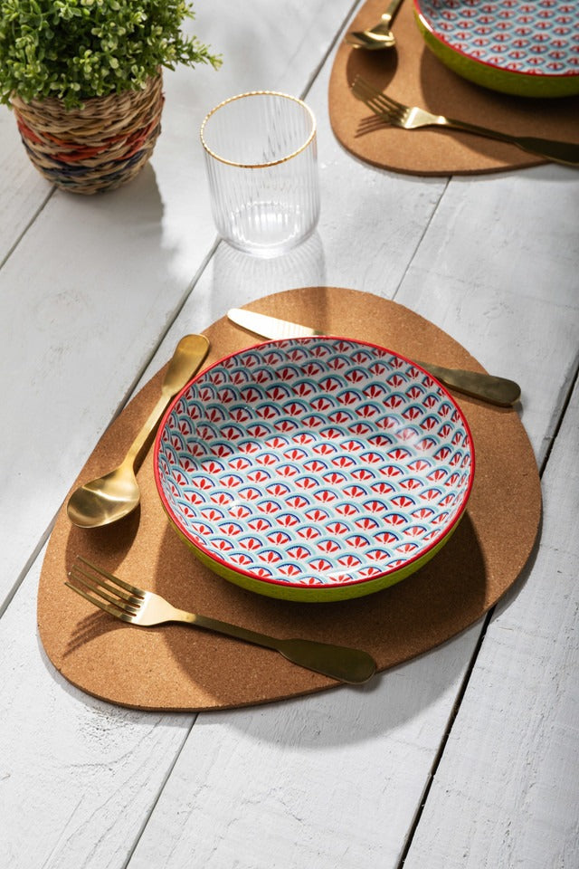 Mikasa Green And Blue Geometric Stoneware Bowl, 900Ml, 21 X 5Cm