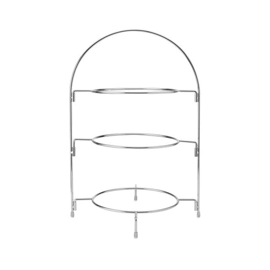 Artesa 3 Tier Afternoon Tea Cake Serving Stand, Silver Finish , 29 X 19.5 X 43cm
