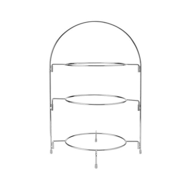 Artesa 3 Tier Afternoon Tea Cake Serving Stand, Silver Finish , 29 X 19.5 X 43cm
