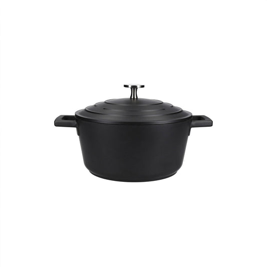 Mastercraft 2.5L Cast Aluminium Casserole Dish With Lid, Black, 20Cm