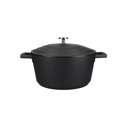 Mastercraft 4L Large Cast Aluminium Casserole Dish With Lid, Black, 24Cm