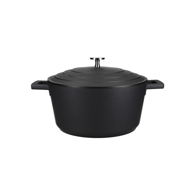 Mastercraft 4L Large Cast Aluminium Casserole Dish With Lid, Black, 24Cm