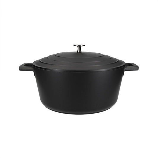 Mastercraft 5L Large Cast Aluminium Casserole Dish With Lid, Black, 28Cm