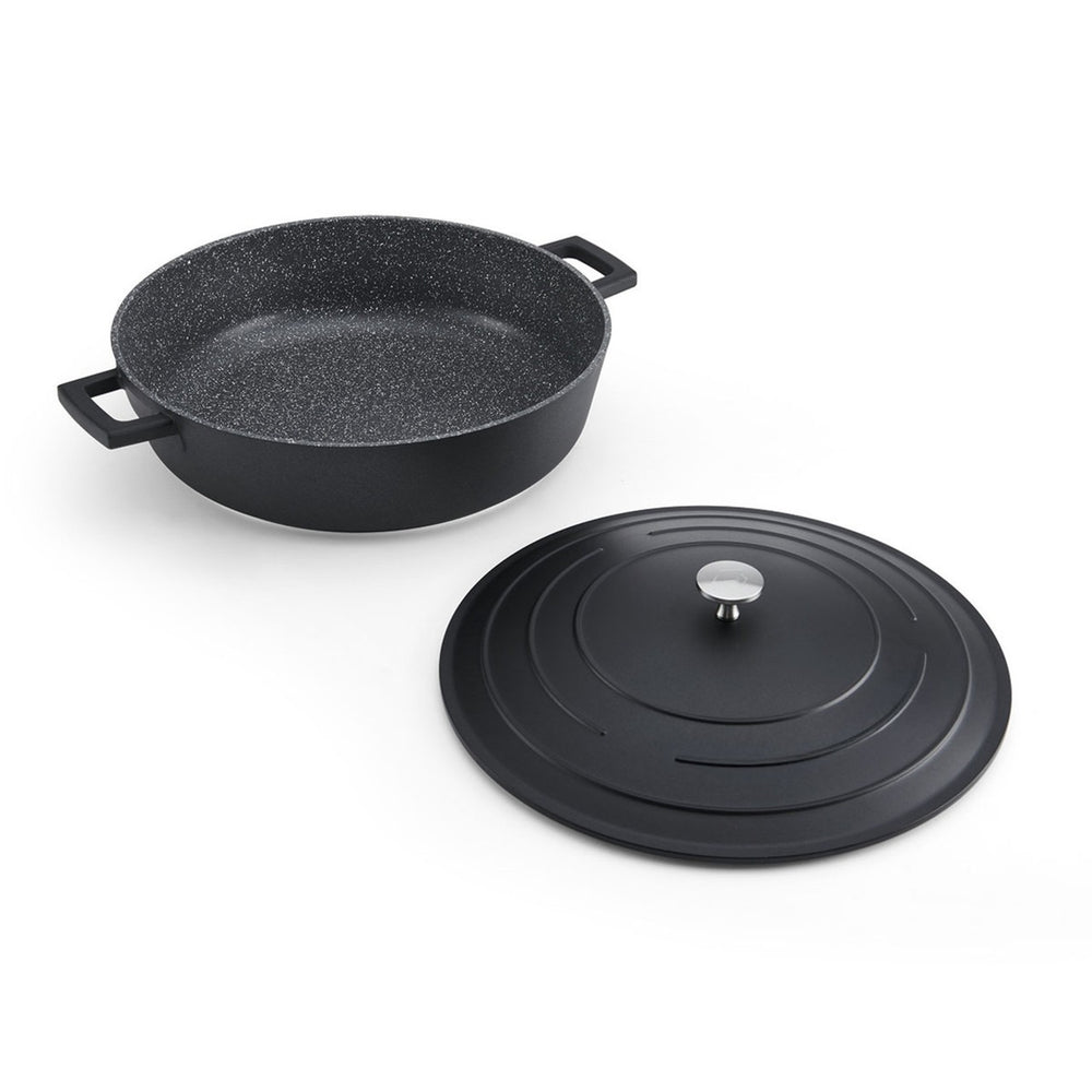 Mastercraft Cast Aluminium Shallow Casserole Dish, 5L, Black