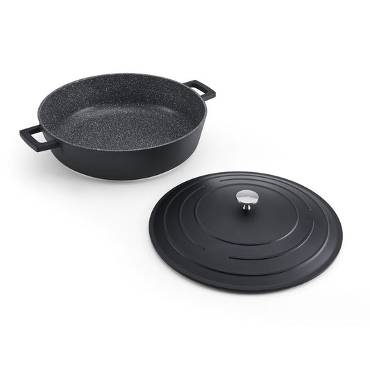 Mastercraft Cast Aluminium Shallow Casserole Dish, 5L, Black