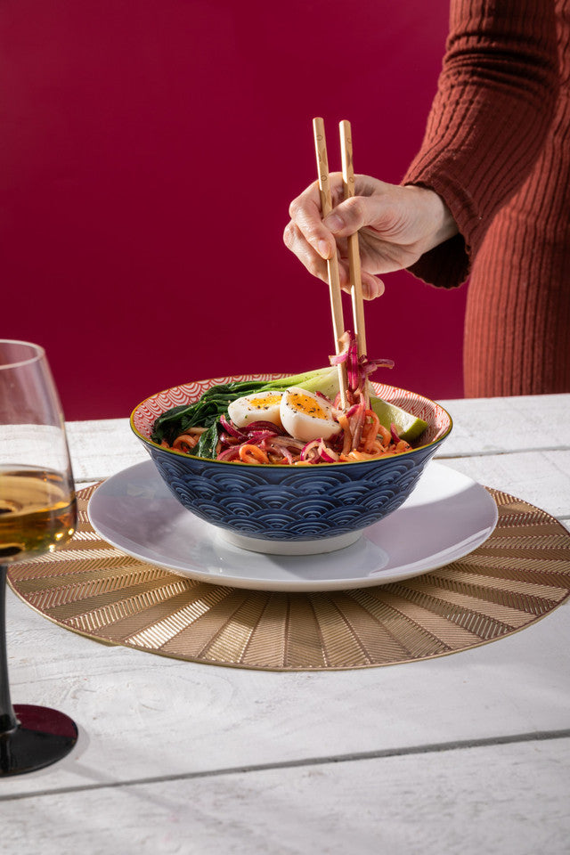 Mikasa Blue Red Arc Ramen Bowl 21Cm