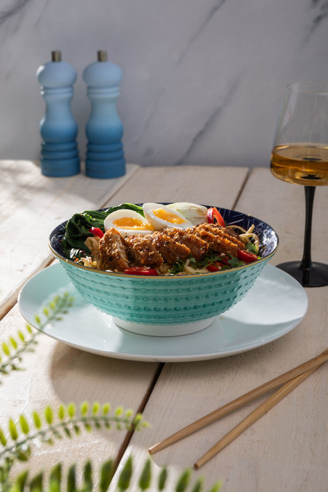 MIKASA INDIGO CHEVRON RAMEN BOWL 21CM