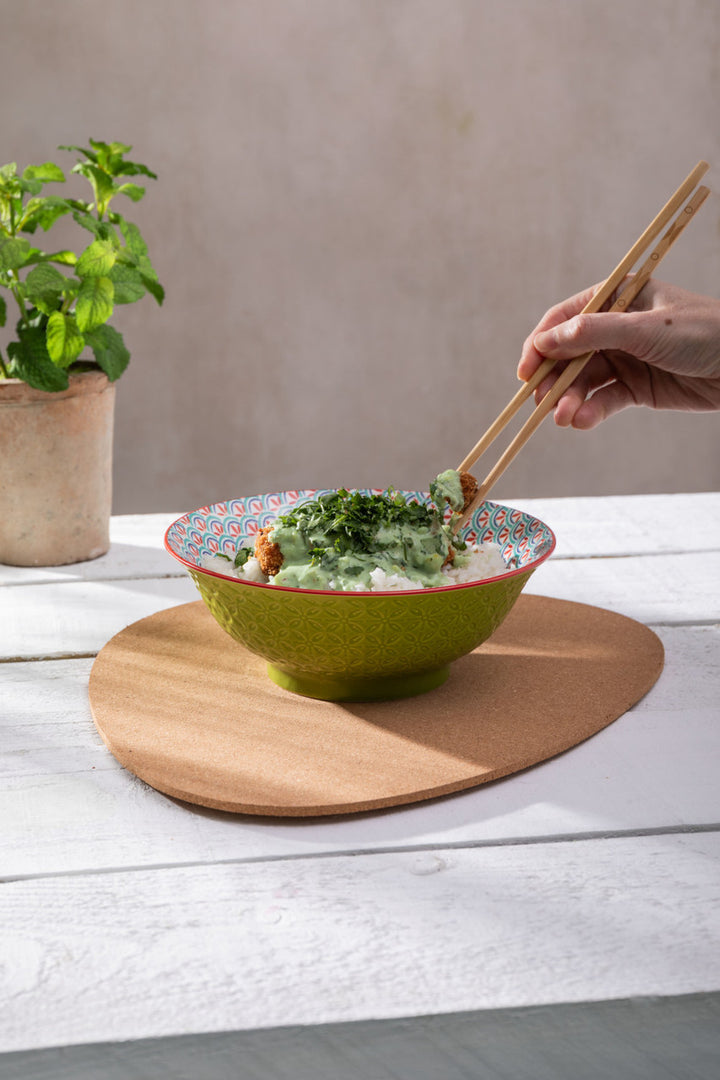 Mikasa Green Blue Geometric Ramen Bowl 21Cm