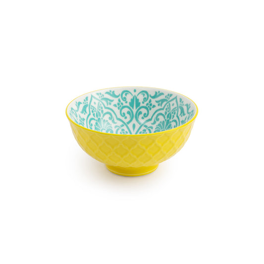 MIKASA YELLOW AND BLUE GEO NIBBLE BOWL 12CM