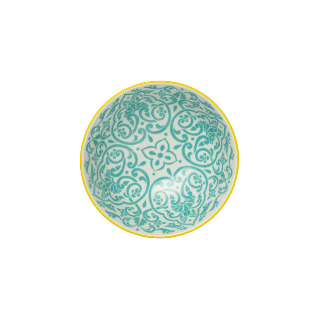 MIKASA YELLOW AND BLUE GEO NIBBLE BOWL 12CM