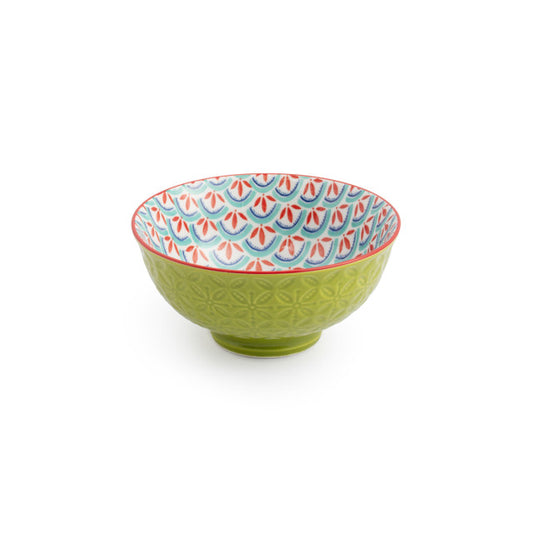 MIKASA GREEN BLUE GEOMETRIC NIBBLE BOWL 12CM