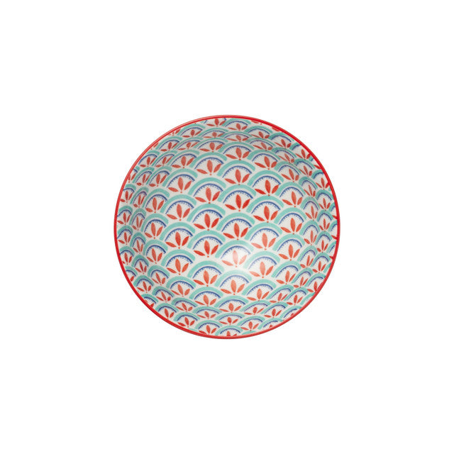 MIKASA GREEN BLUE GEOMETRIC NIBBLE BOWL 12CM