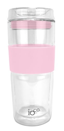 Ioco 16Oz Glass Tea And Coffee Travel Cup - Marshmallow Pink