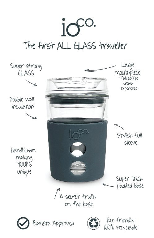 Ioco 4Oz Piccolo All Glass Coffee Traveller - Sea Spray Blue