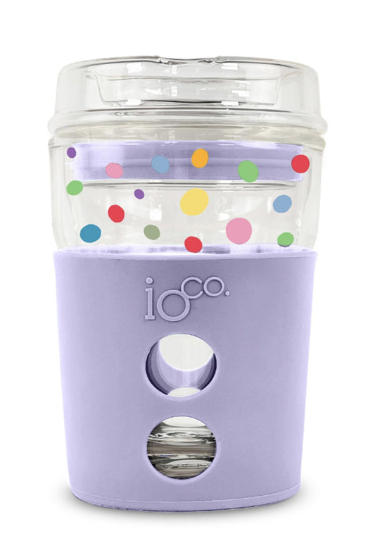 Ioco 8Oz Eco Glass Coffee Travel Cup - Confetti Edition Lavender