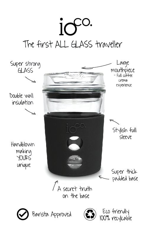 Ioco 8oz All Glass Coffee Traveller Black