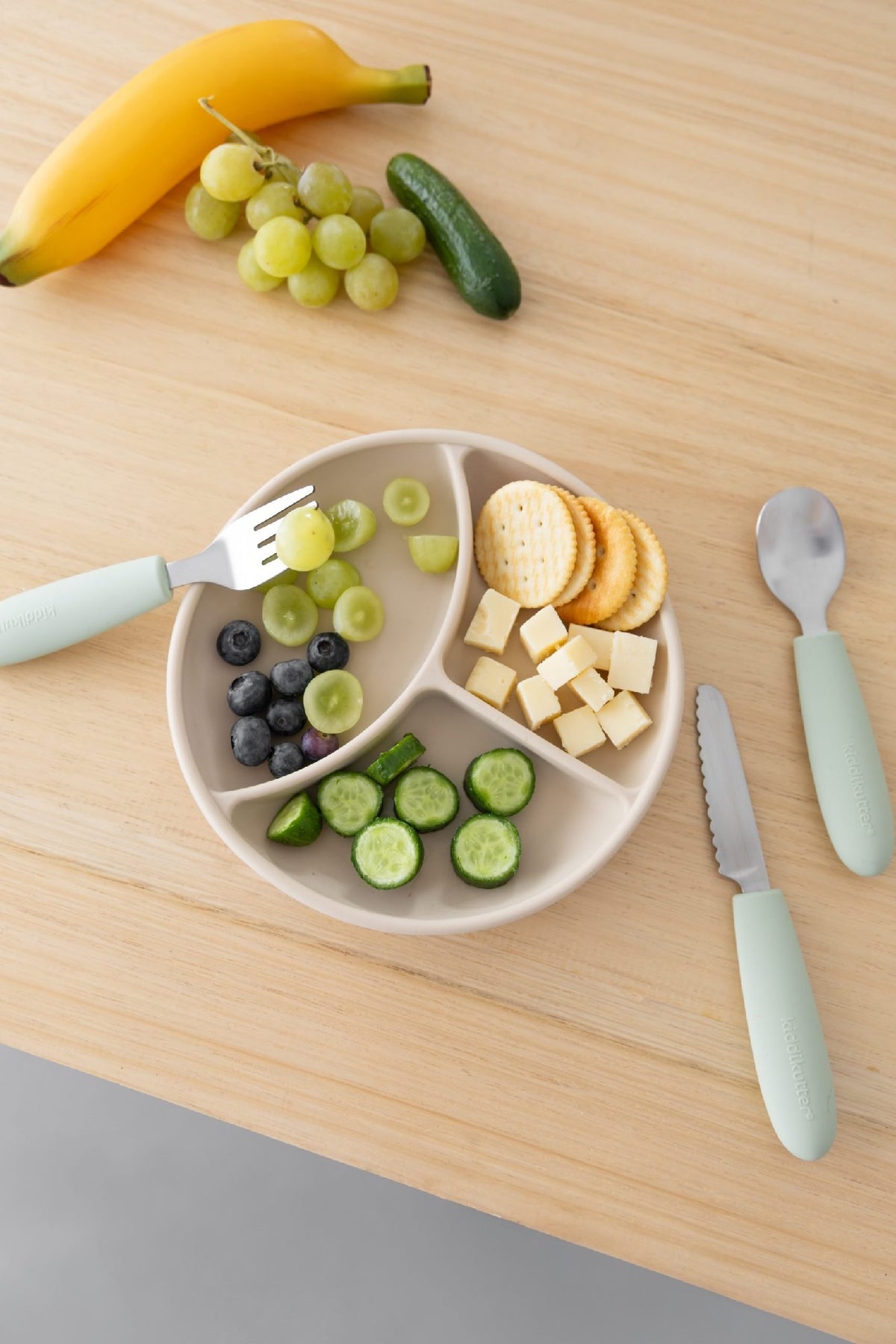 Kiddikutter 3 Piece Cutlery Set Sage
