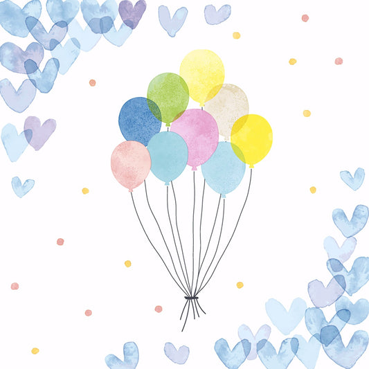 Luncheon Napkins - Hearts Balloons