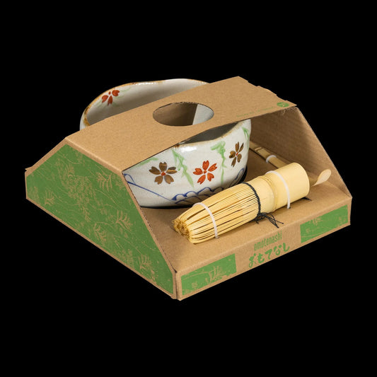 Omotenashi Hand Painted Matcha Bowl With Whisk Gift Set - Sakura No Zudol (13Dx7.5H)