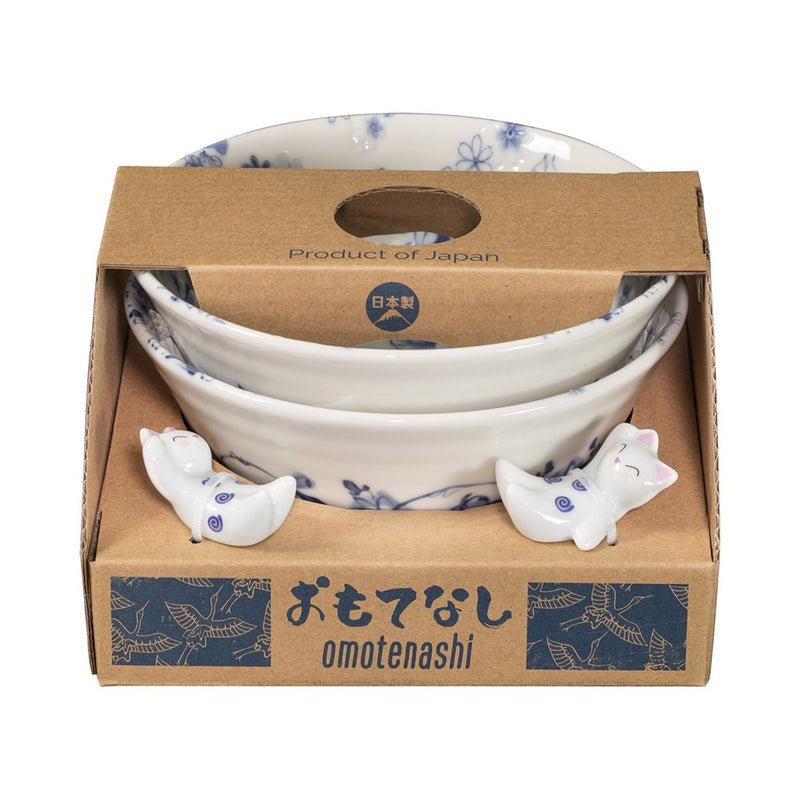 Ometenashi Hana Tsudoi  2 Bowls And 2 Chopstick Rests Set