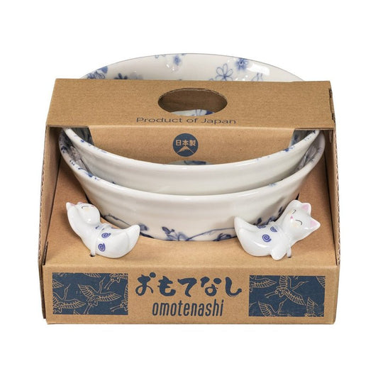 Ometenashi Hana Tsudoi  2 Bowls And 2 Chopstick Rests Set
