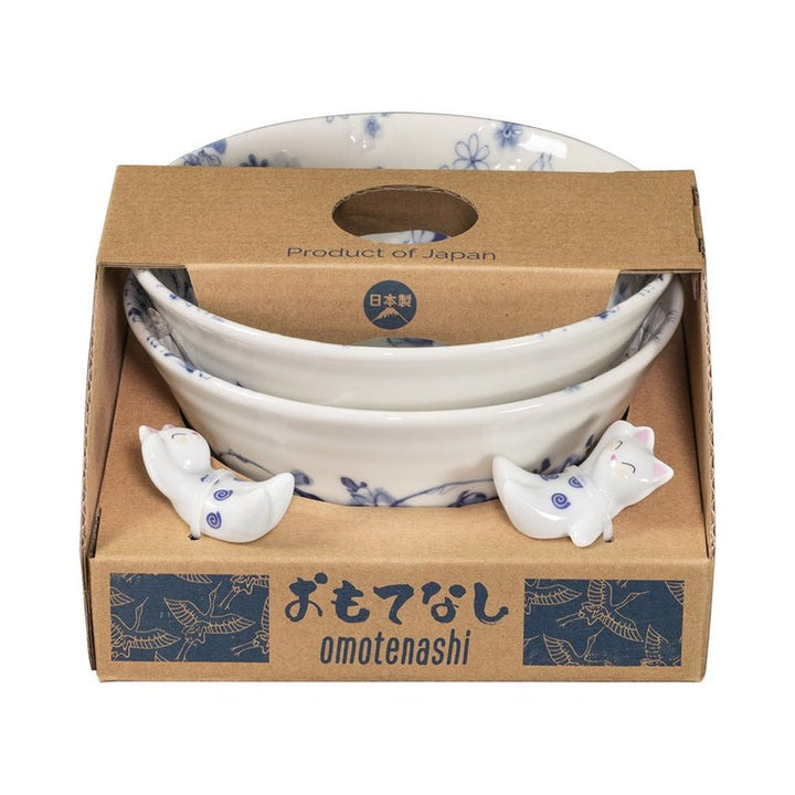 Ometenashi Hana Tsudoi  2 Bowls And 2 Chopstick Rests Set