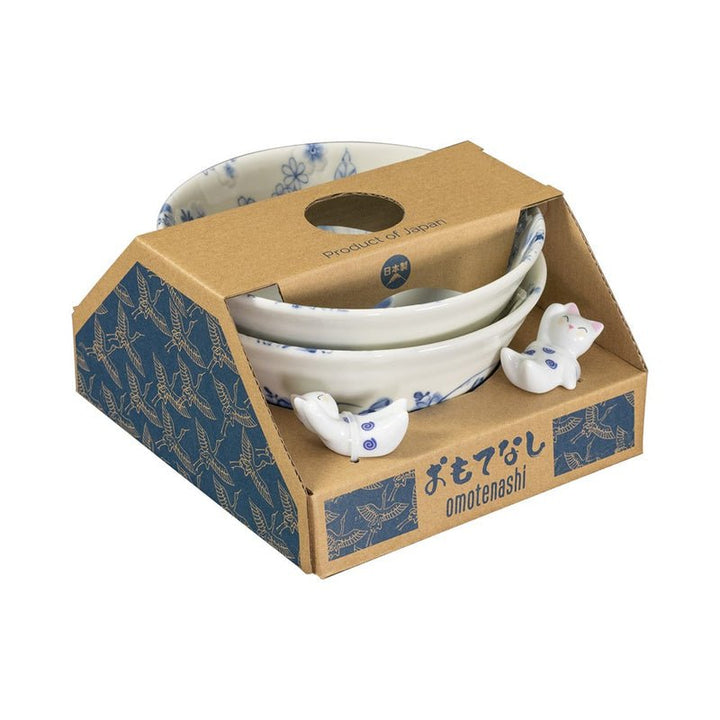 Ometenashi Hana Tsudoi  2 Bowls And 2 Chopstick Rests Set