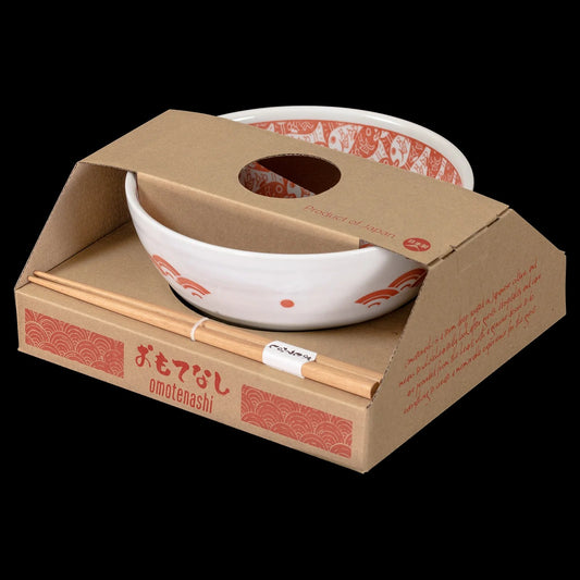 Omotenashi Medetai Red Gift|ramen Bowl With Chopstick (18.5dx9h)