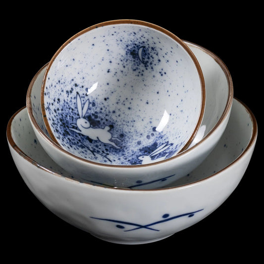 Omotenashi Tsukiusagi |Set | 3 Bowls - Oval