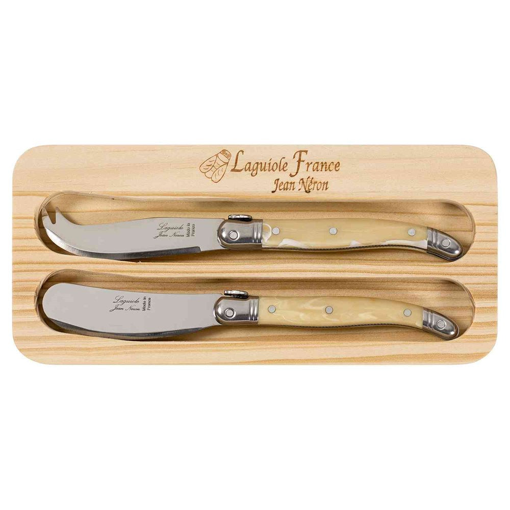 Jean Neron 2pc Mini Cheese Knife & Spreader Set - Light Horn