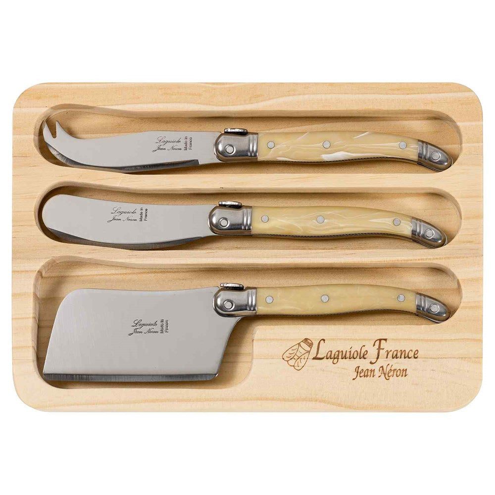 Jean Neron 3Pc Mini Cheese Knife Set - Light Horn