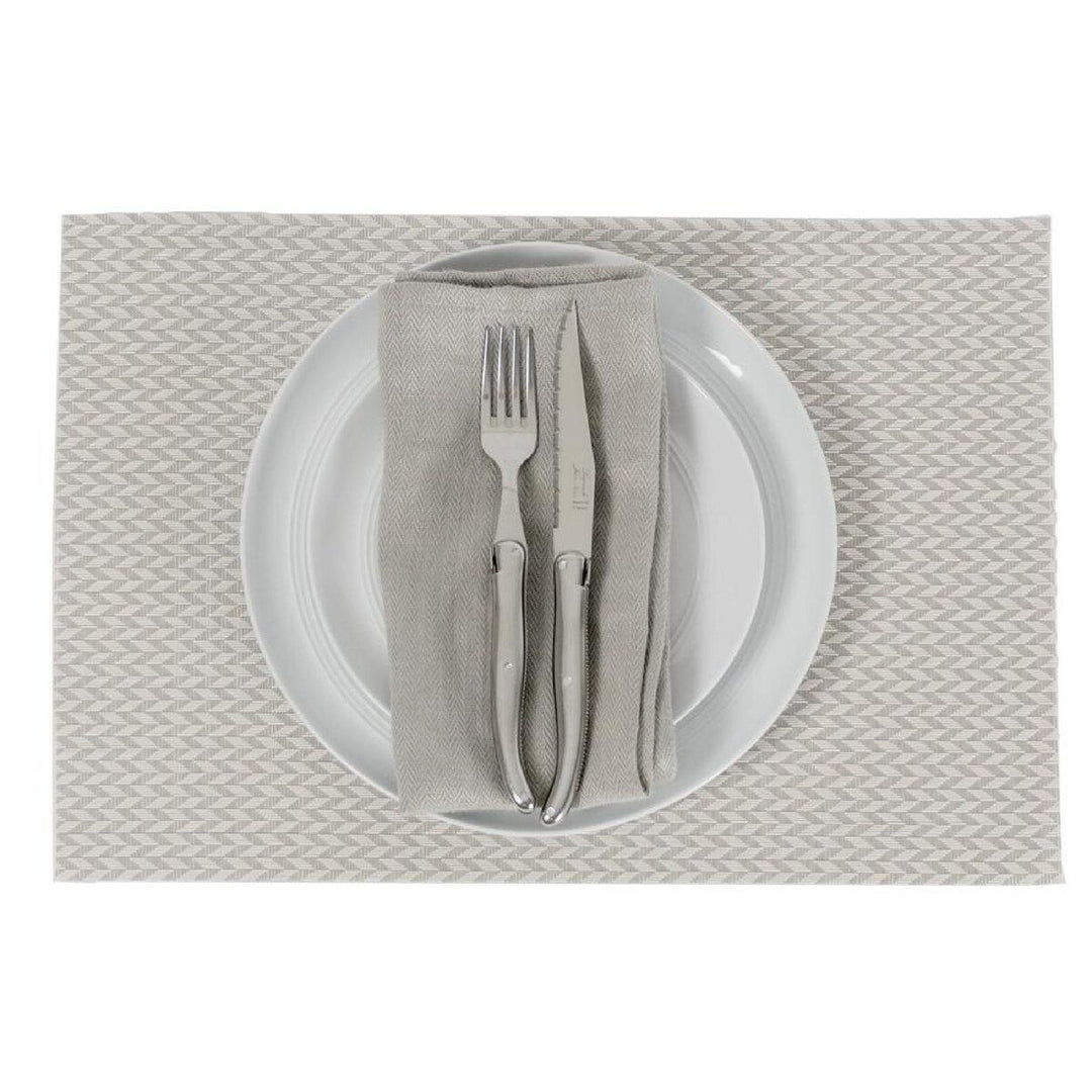 Icon Chef Table Placemats - Set Of 6 Grey Herringbone