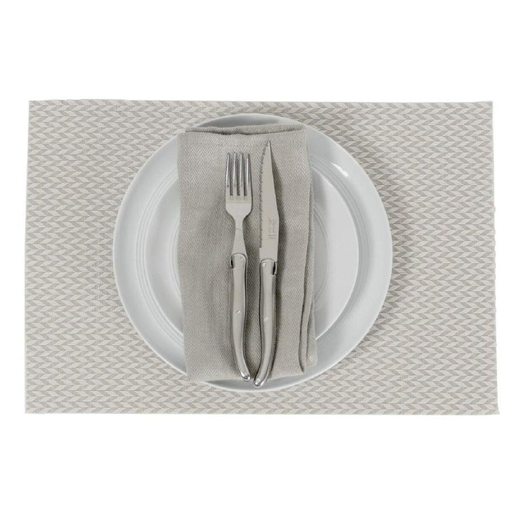 Icon Chef Table Placemats - Set Of 6 Grey Herringbone