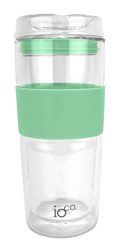 Ioco 16Oz Glass Tea And Coffee Travel Cup - Misty Mint