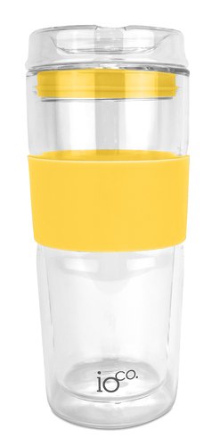 Ioco 16Oz Glass Tea And Coffee Travel Cup - Sunny Yellow