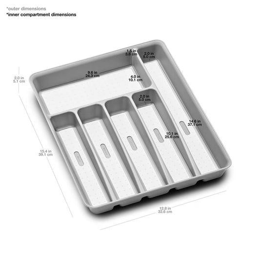 *6 Compartment Cutlery Tray 39 X 32.6 X 5cm (soft Grey)