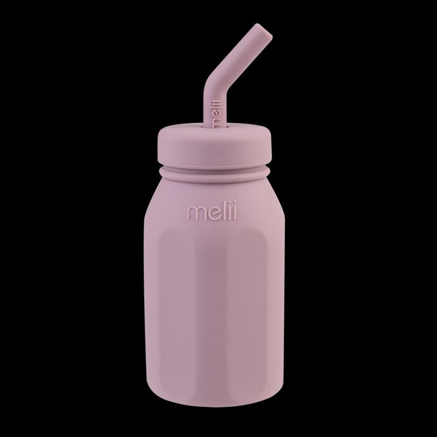 Melii Luxe Silicone Bottle With Straw - Pink