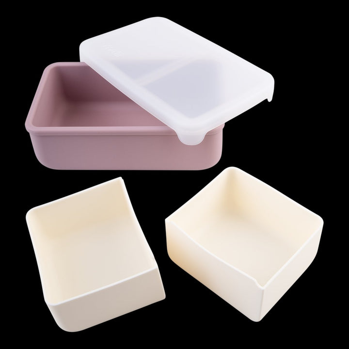 Melii Luxe Silicone Bento W/ Silicone Dividers 700Ml - Pink/ Ivory