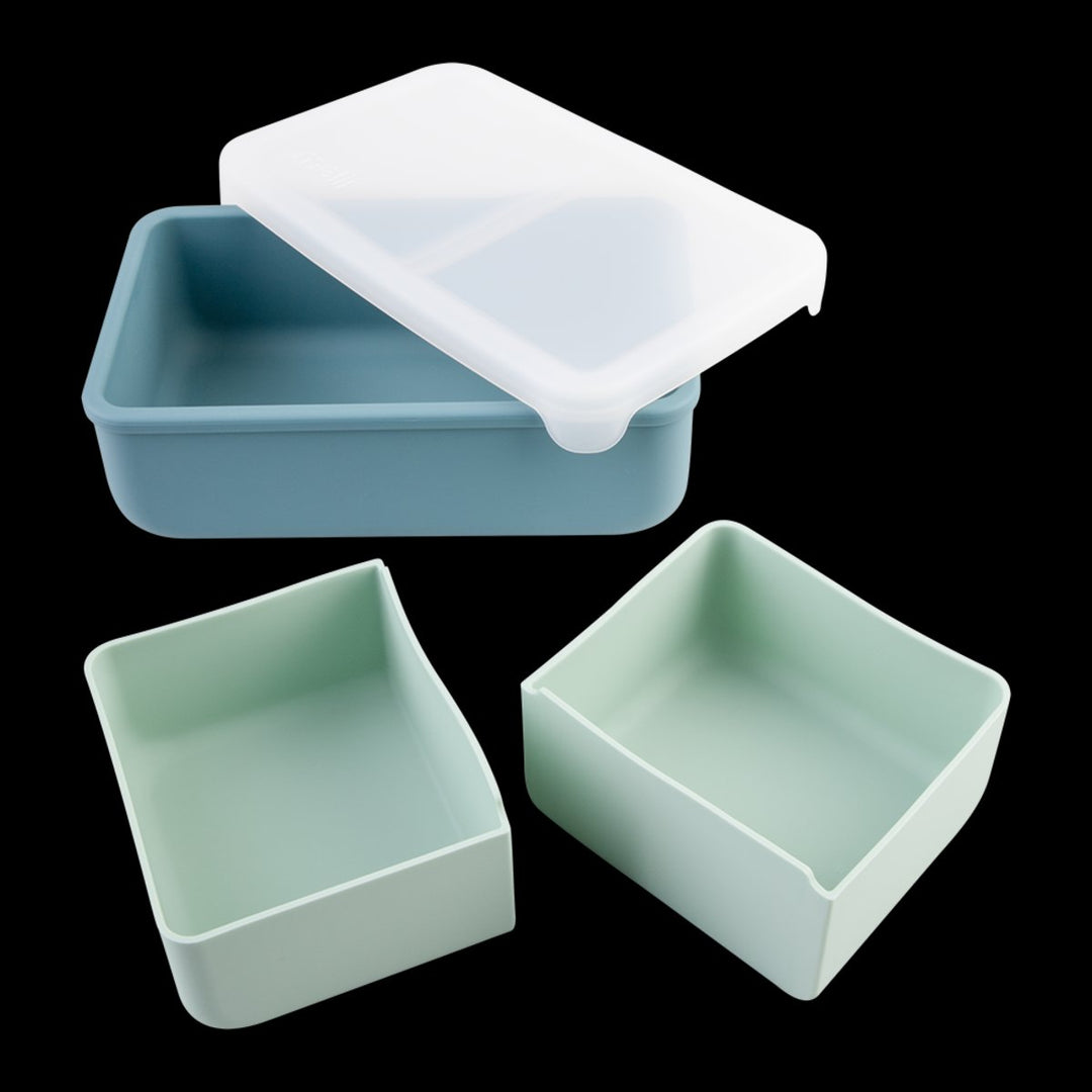 Melii Luxe Silicone Bento W/ Silicone Dividers 700Ml - Blue / Mint