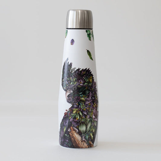 Double Wall Insulated Drink Bottle 550ml – Red-tailed Black Cockatoo