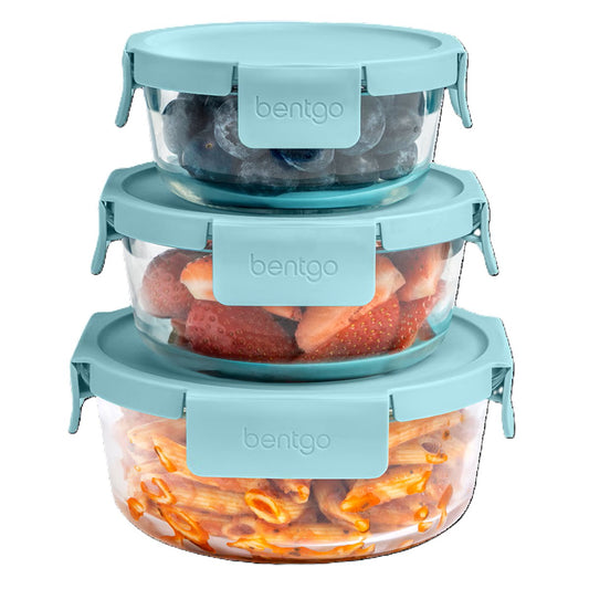 Bentgo 6 Pce Round Glass Food Storage Set - Soft Aqua