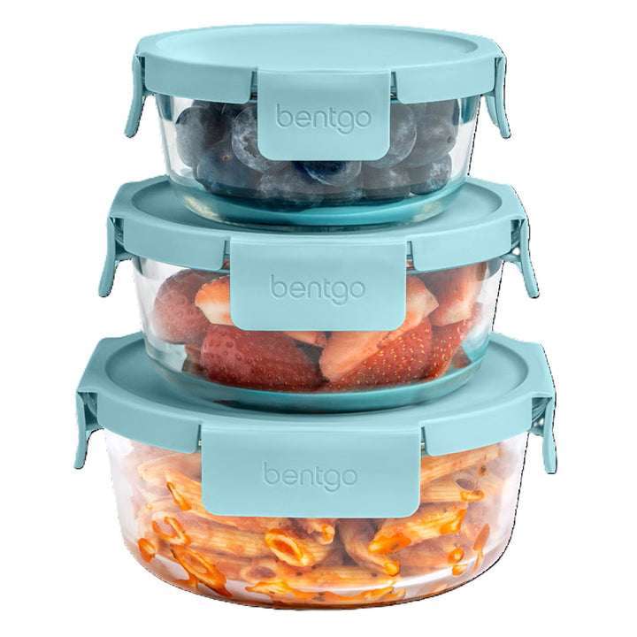 Bentgo 6 Pce Round Glass Food Storage Set - Soft Aqua