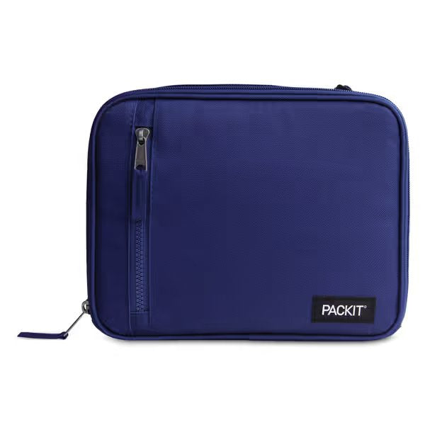 Packit Freezable Classic Lunch Box, True Blue, Built With Ecofreeze® Technology, Collapsible, Reusable, Zip Closure With Front Pocket And Buckle Hand