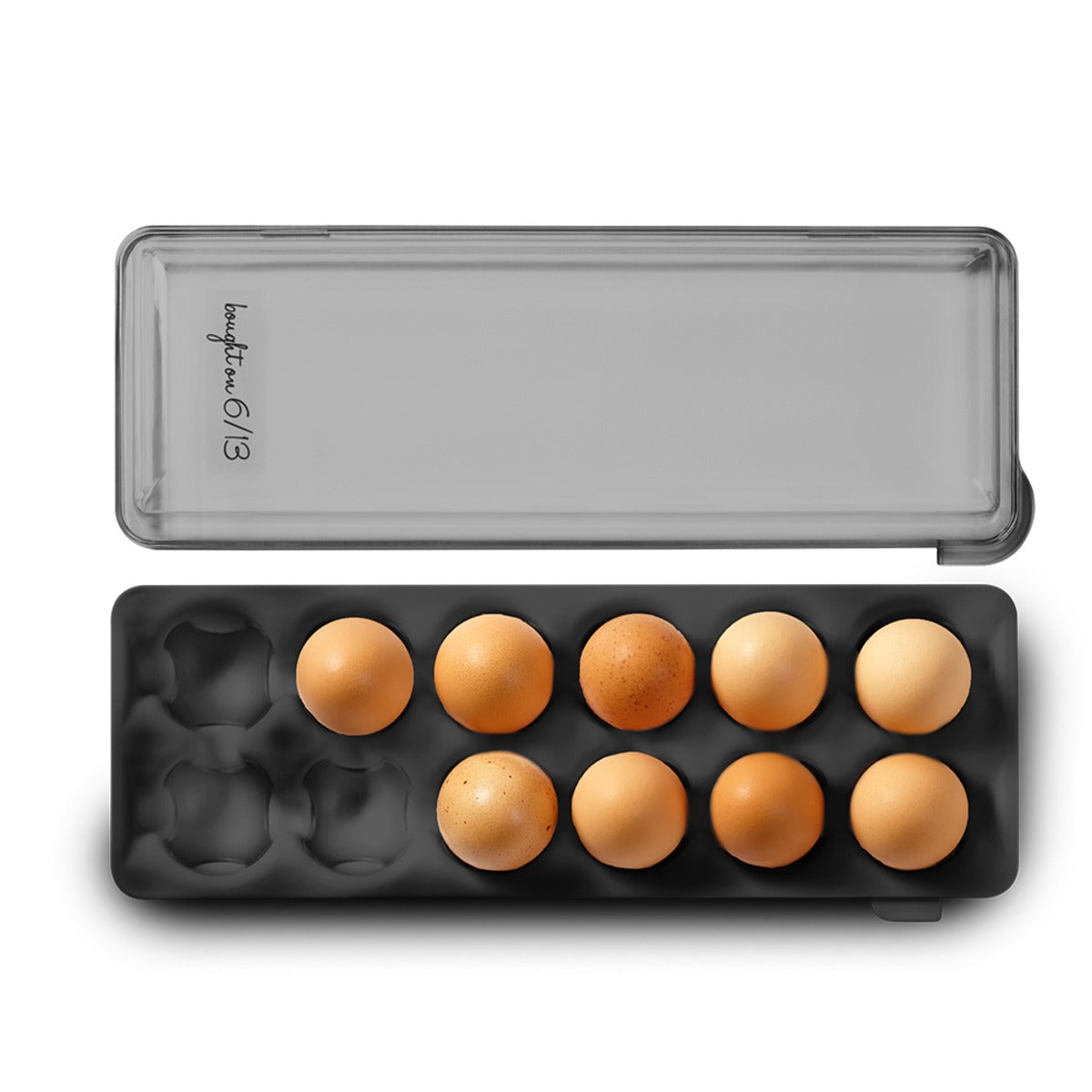 Madesmart 34.3Cm 12-Egg Holder Storage Organiser Container W/ Snap-On Lid Carbon